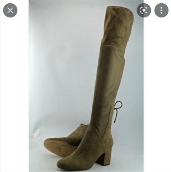 ALDO Adessi Suede Over the Knee Thigh High Heeled Boots Olive green Sz 5 / 35 - Picture 2 of 2